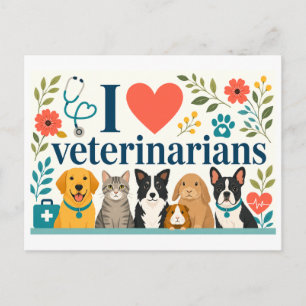 "I [Heart] Veterinarians" Postcard