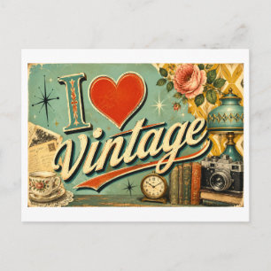 "I [Heart] Vintage" Postcard