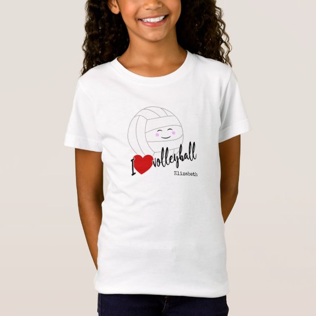 I heart volleyball happy kawaii girls' volleyball T-Shirt (Front)