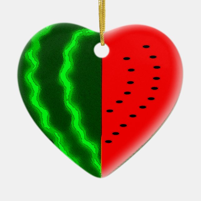 I (Heart) Watermelon Ceramic Tree Decoration (Front)