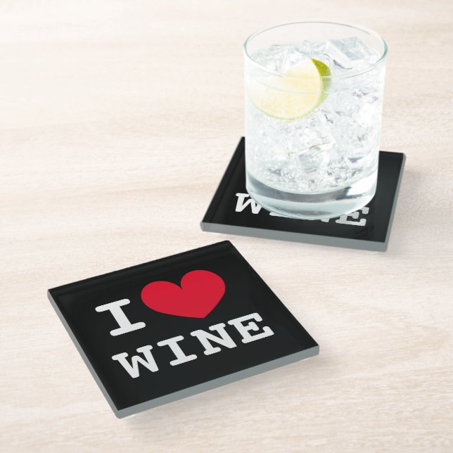 I heart wine glass drink coaster (Angled)