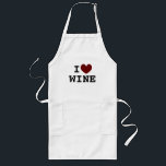 I heart wine long white kitchen apron for tasting<br><div class="desc">I heart wine long white kitchen apron for tasting. Personalised I love template design with heart icon. Custom cooking aprons in Yellow,  Beige and White. Funny Birthday gift idea for wine lover,  chef,  cook,  friends,  family etc. Dark red or custom colour heart.</div>