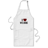 I heart wine long white kitchen apron for tasting