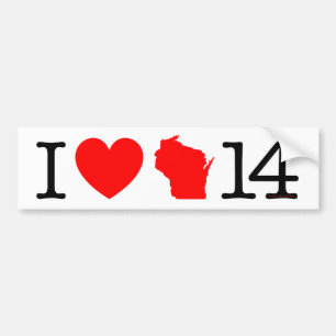 I Heart Wisconsin 14 Bumper Sticker