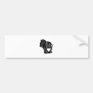 I Heart Wisconsin Grunge Worn Outline State Love Bumper Sticker