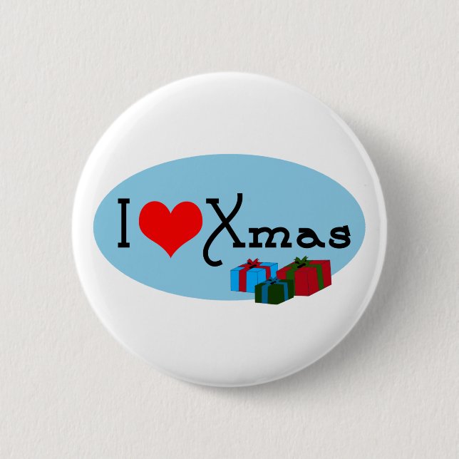 I heart xmas 6 cm round badge (Front)