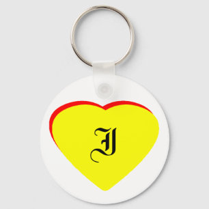 "I" Heart Yellow Red Wedding Invitation The MUSEUM Key Ring