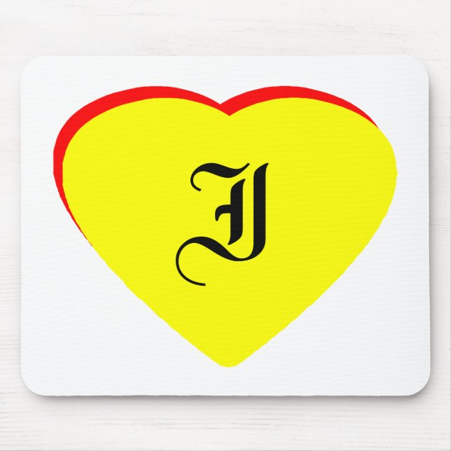 "I" Heart Yellow Red Wedding Invitation The MUSEUM Mouse Pad (Front)