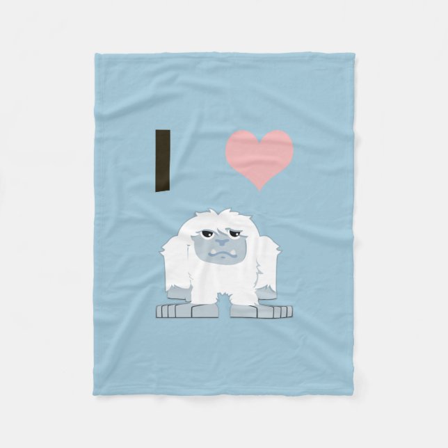 I Heart Yeti Cute Cartoon Snow Monster Fleece Blanket (Front)