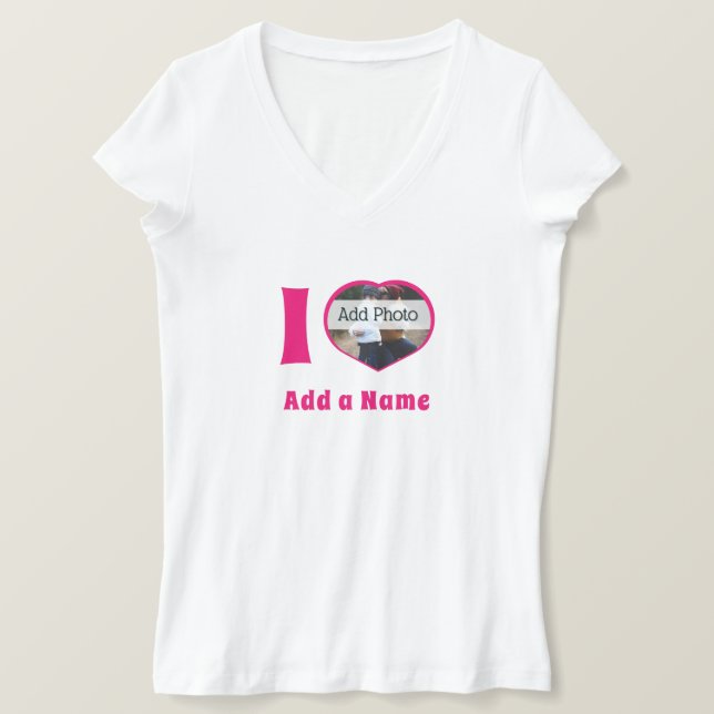 I heart you add Name photo cute modern T-Shirt (Design Front)