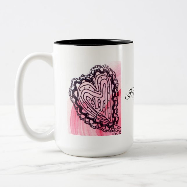 I Heart You Fancy Red hearts Two-Tone Coffee Mug (Left)