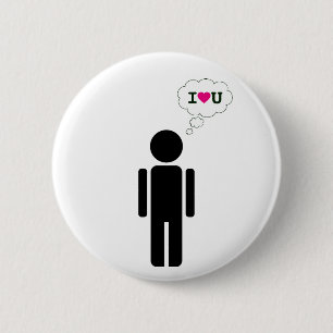 i heart you : love stick 6 cm round badge