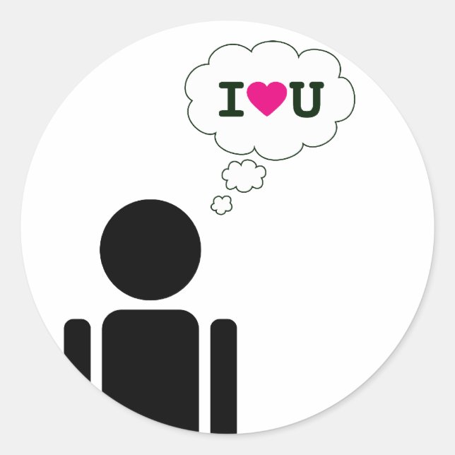 i heart you : love stick classic round sticker (Front)