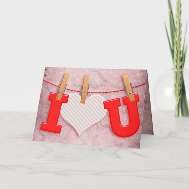 I Heart You Love Valentine Vintage  Card (Front)