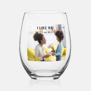 I Heart You Mother’s Day Stemless Wine Glass 