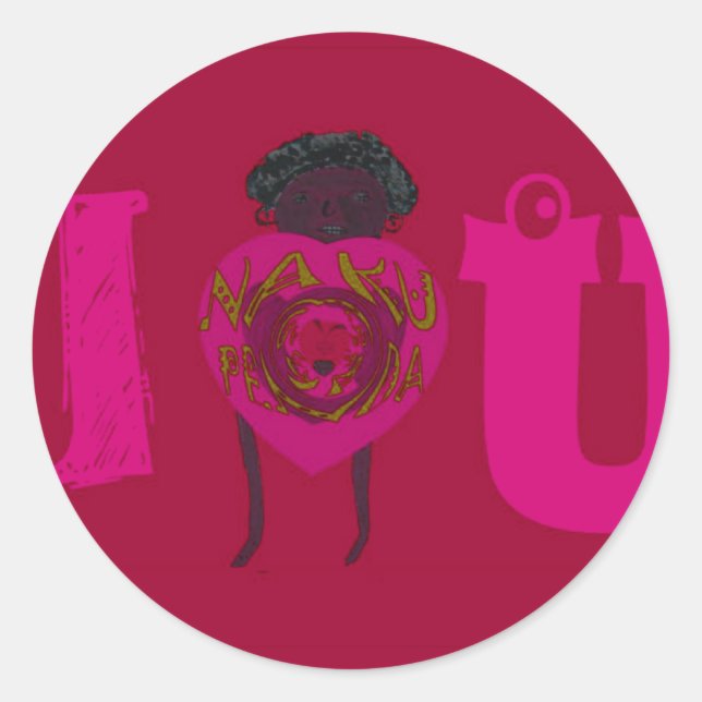 I Heart You Nakupenda Sana Happy Valentine's Day  Classic Round Sticker (Front)