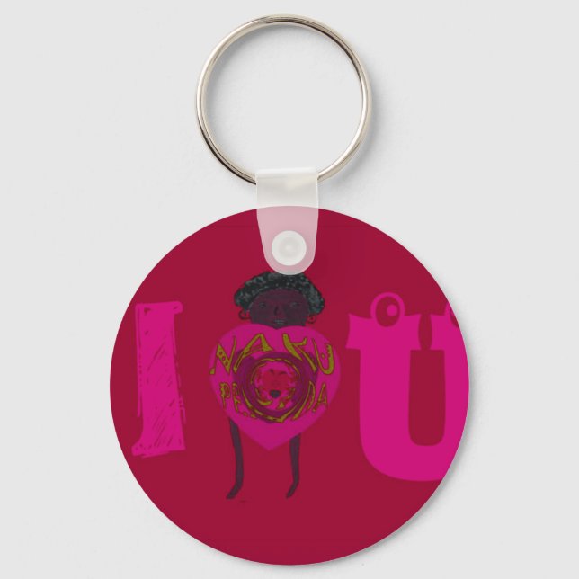 I Heart You Nakupenda Sana Happy Valentine's Day  Key Ring (Front)