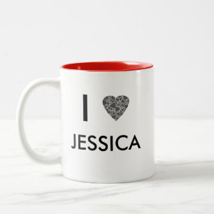 I heart your name   Gift to personalise Two-Tone Coffee Mug
