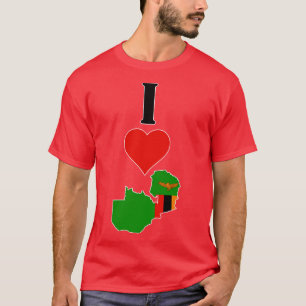 I Heart Zambia I Love Zambian National Flag Map Ve T-Shirt