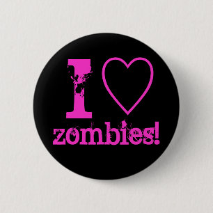 I heart zombies! 6 cm round badge