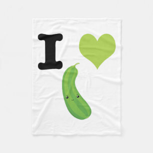 I Heart Zucchini Cute Kawaii Zucchini Fleece Blanket