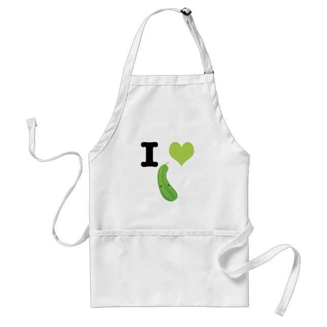 I Heart Zucchini Cute Kawaii Zucchini Standard Apron (Front)