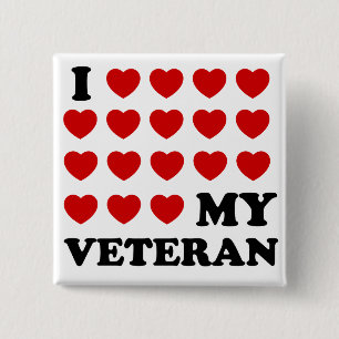 I (hearts) my Veteran 15 Cm Square Badge