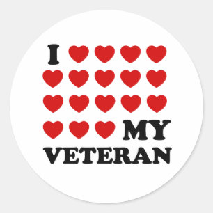 I (hearts) my Veteran Classic Round Sticker