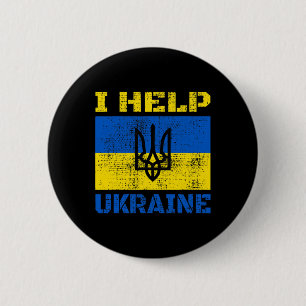I Help Ukraine Support Ukrainian I Stand With Ukra 6 Cm Round Badge
