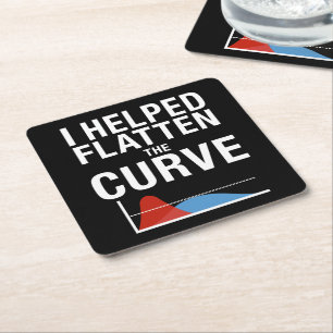 I Helped Flatten The Curve Social Distancing Square Paper Coaster