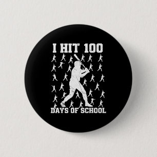 I Hit 100 Days Of School Baseball Boy  6 Cm Round Badge
