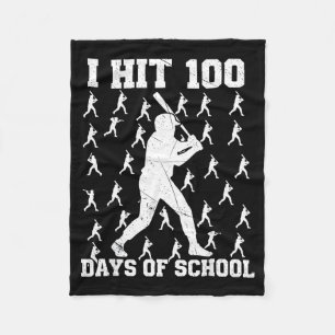 I Hit 100 Days Of School Baseball Boy  Fleece Blanket