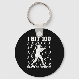 I Hit 100 Days Of School Baseball Boy  Key Ring