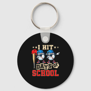 I Hit 100 Days Of School Baseball Kids Boy Teacher Key Ring