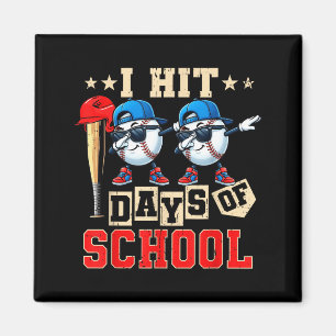 I Hit 100 Days Of School Baseball Kids Boy Teacher Magnet