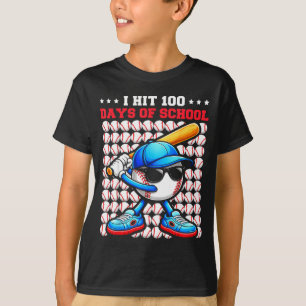 I Hit 100 Days Of School Funny Baseball Player Kid T-Shirt
