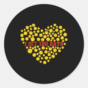 I Hit 100 Days Of School Heart Softbyll 100th Day Classic Round Sticker