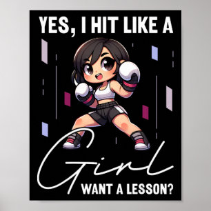 I Hit Like A Girl Want A Lesson Funny Kickboxing,  Poster