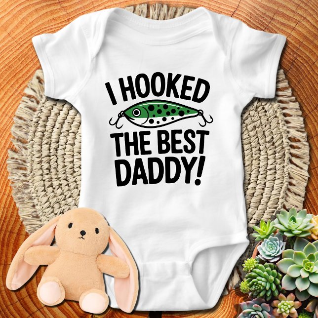 I Hooked The Best Dad Fishing Baby Bodysuit (Creator Uploaded)