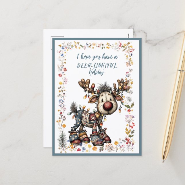 I Hope You Have A DEER-LIGHTFUL Holiday Postcard (Front/Back In Situ)