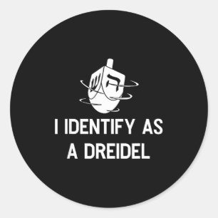 I Identify As A Dreidel Funny Hanukkah Gelt Menora Classic Round Sticker