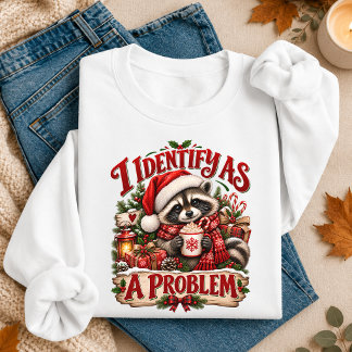 I Identify As A Problem Funny Christmas Racoon Sweatshirt
