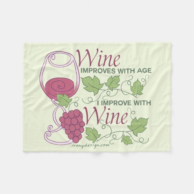 I Improve With Wine Design Fleece Blanket (Front (Horizontal))