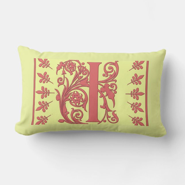 I INITIAL PILLOW - Pink I on YELLOW Background (Front)