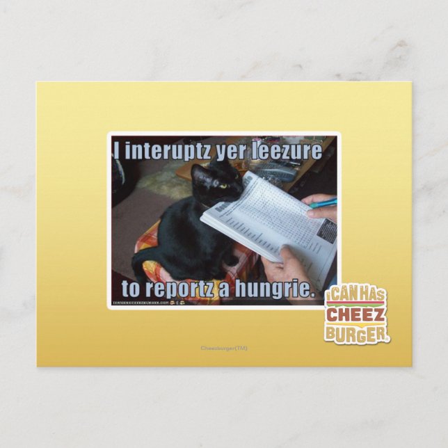 I interupt yer Leezure Postcard (Front)