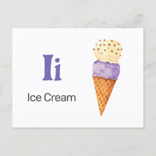 I is for Ice Cream - Alphabet Flash Card