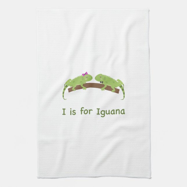 I is for iguana tea towel (Vertical)