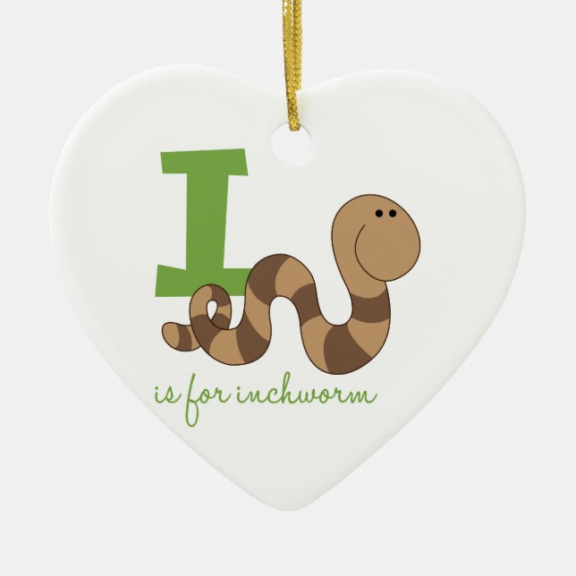 I Is For Inchworm Ceramic Tree Decoration (Front)