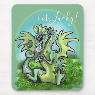 "i is Lucky!" lil' Lucky Shamrock Dragon Mouse Pad