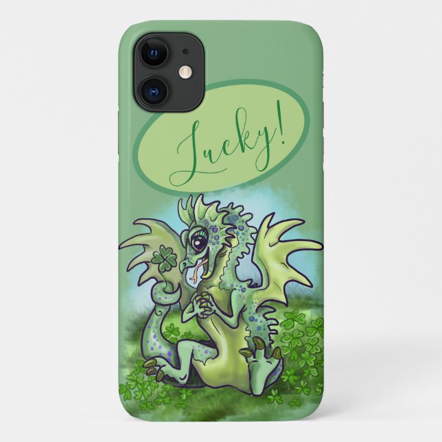 "i is lucky!" Lucky Shamrock Dragon Case-Mate iPhone Case (Back)